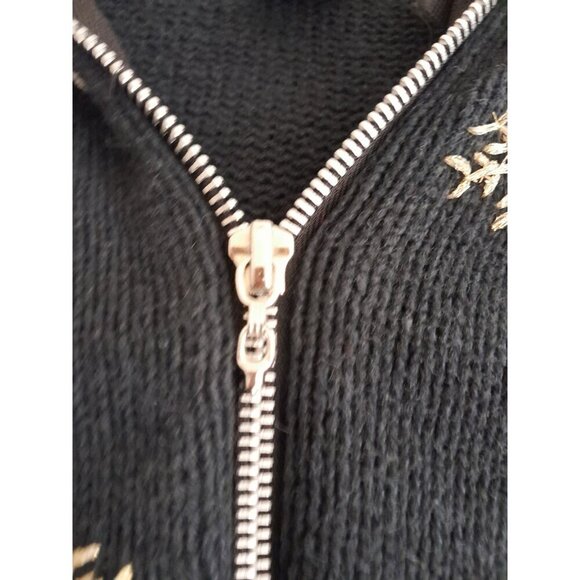 VTG Christmas Holidays Blingy Snowflakes 3D Zip Hoodie Cardigan Pockets Size L - Picture 5 of 9